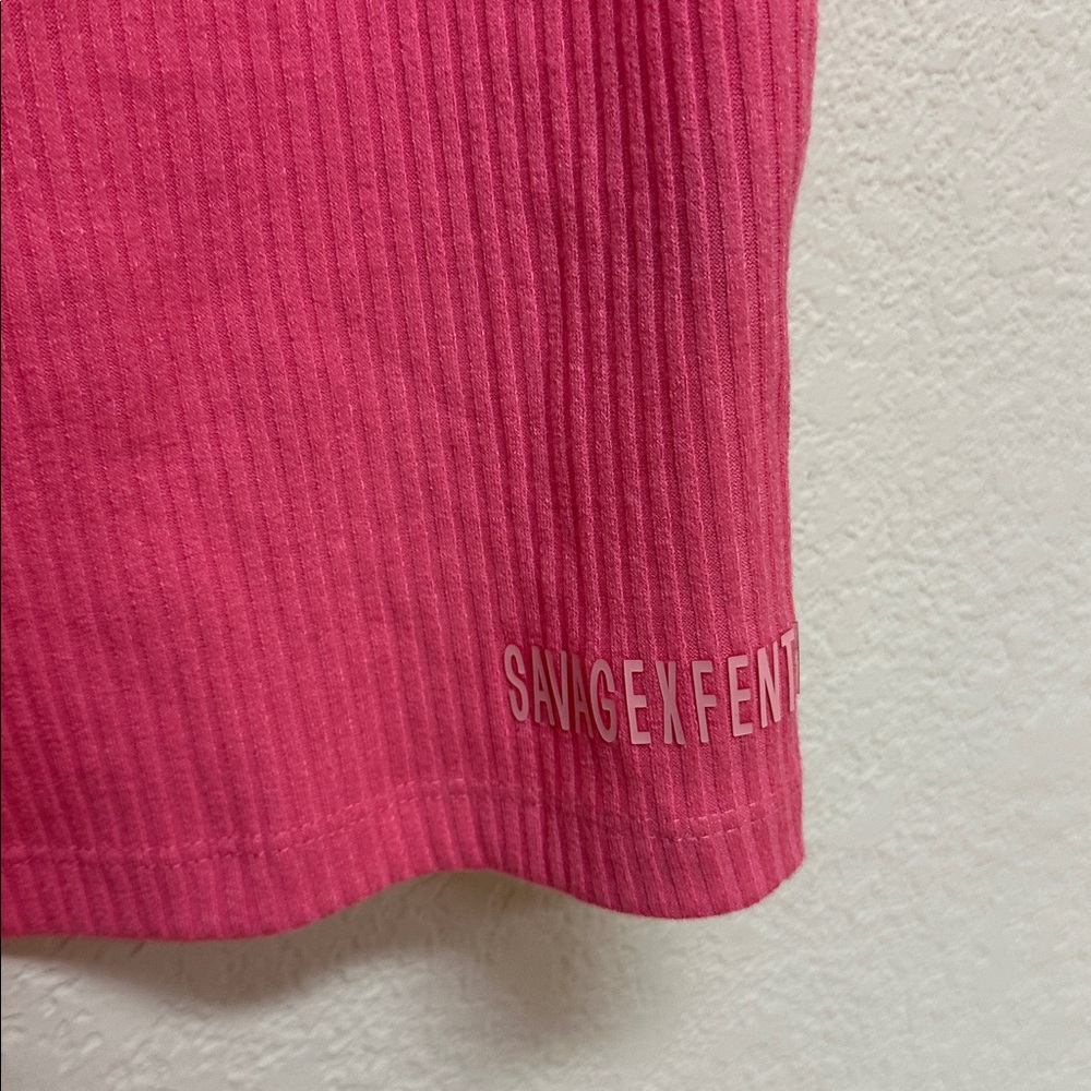 Savage Fenty NWT Pink Sleeveless Ribbed Romper size L - Picture 4 of 4